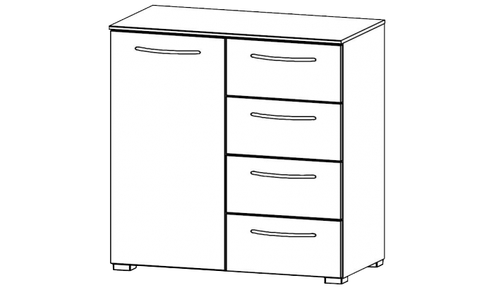 1 Door 4 Drawer Chest