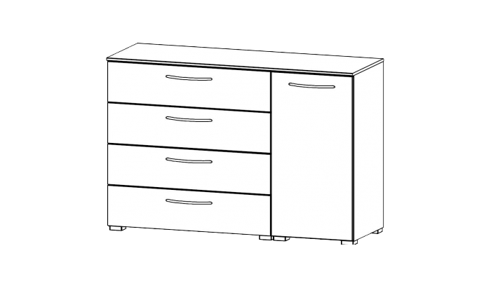 1 Door 4 Drawer Chest