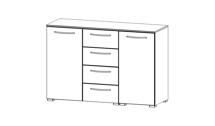 2 Door 4 Drawer Chest