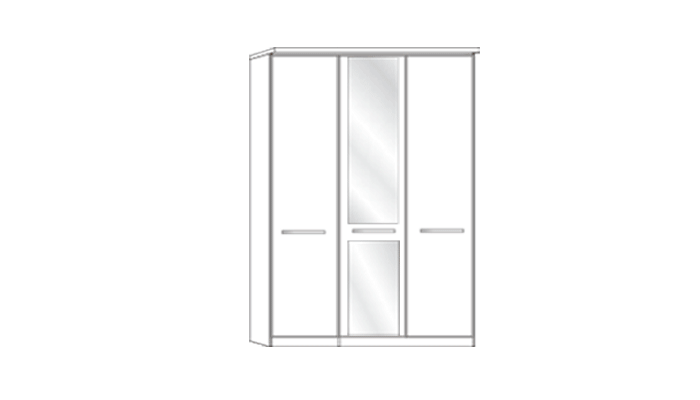 3 Door 1 mirror wardrobe with Cornice