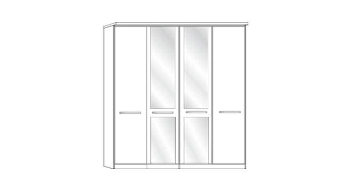 4 Door 2 mirror wardrobe with Cornice