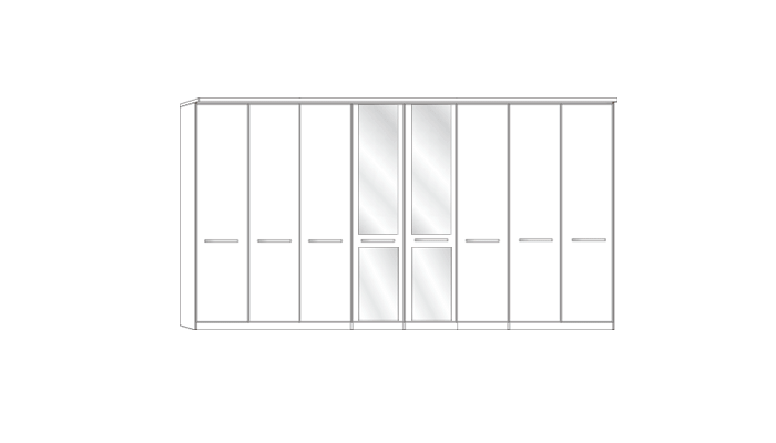 8 Door 2 mirror wardrobe with Cornice