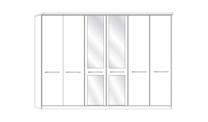 6 Door 2 Mirror Wardrobe