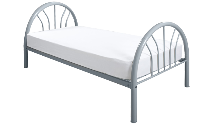 Single Metal Bedstead in Silver