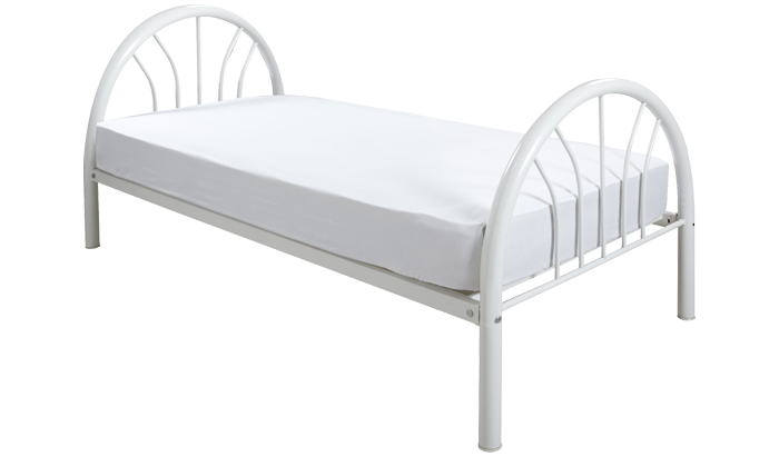 Single Metal Bedstead in White
