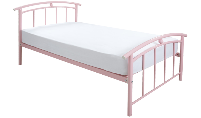 Single Metal Bedstead in Pink