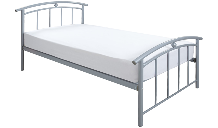 Single Metal Bedstead in Silver