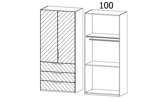 2 Door Wardrobe 3 Drawer