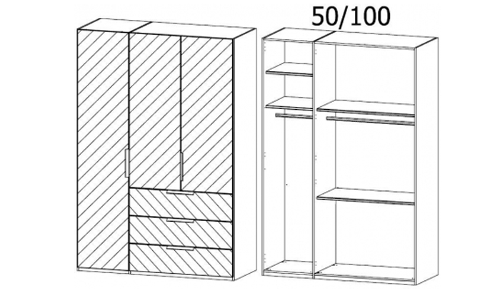 3 Door 3 Drawer Wardrobe