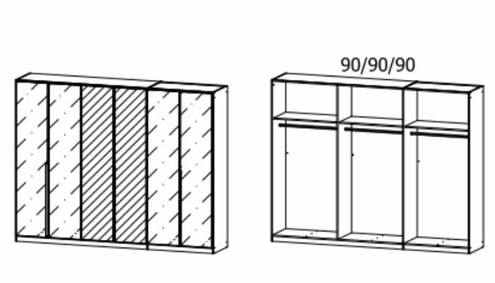 6 Door Wardrobe 2 Mirror 4 Glass Door