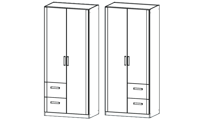 2 Door Combination Wardrobe