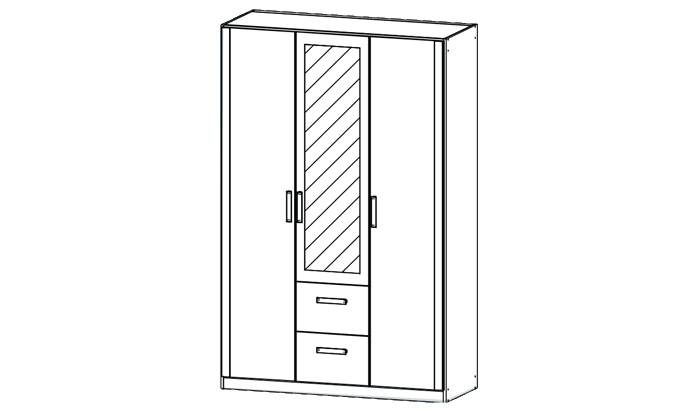 3 Door Mirrored Combi Wardrobe