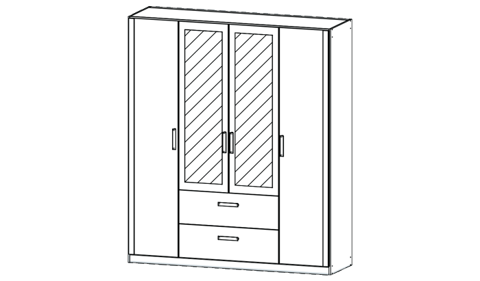 4 Door Mirrored Combi Wardrobe