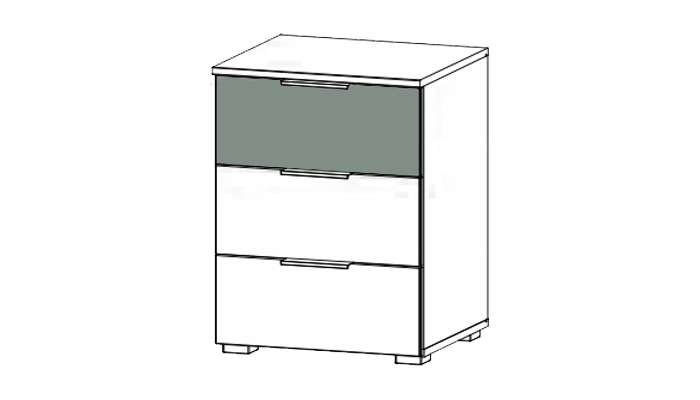 3 Drawer Bedside Sage top drawer