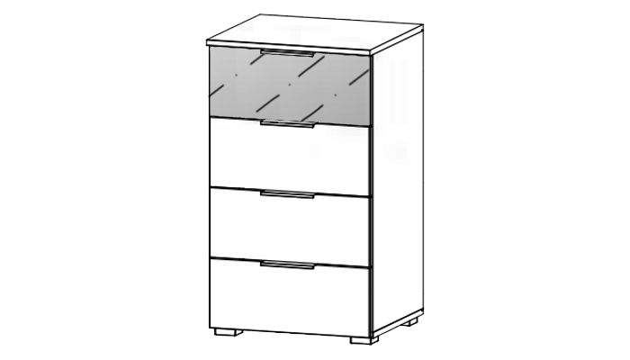 4 Drawer Chest Grey Mirror top drawer