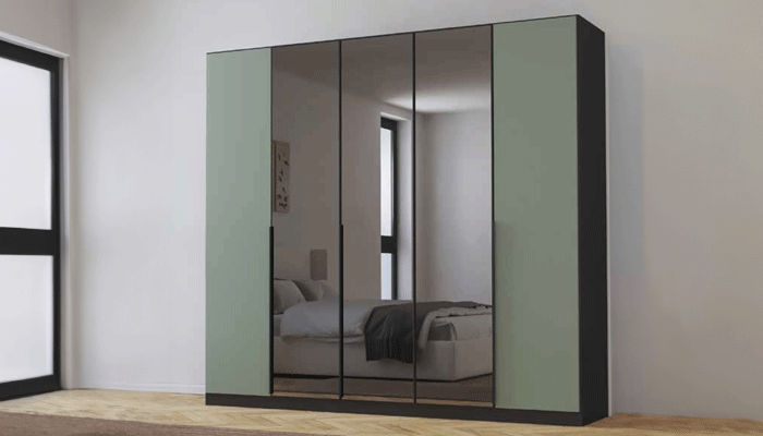 6 Door Wardrobe Grey Mirror 